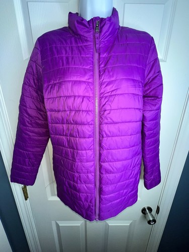 Lands' End Girls Large Purple Nylon Quilted Puffer Full Zip Jacket 14 16 L - Picture 4 of 16