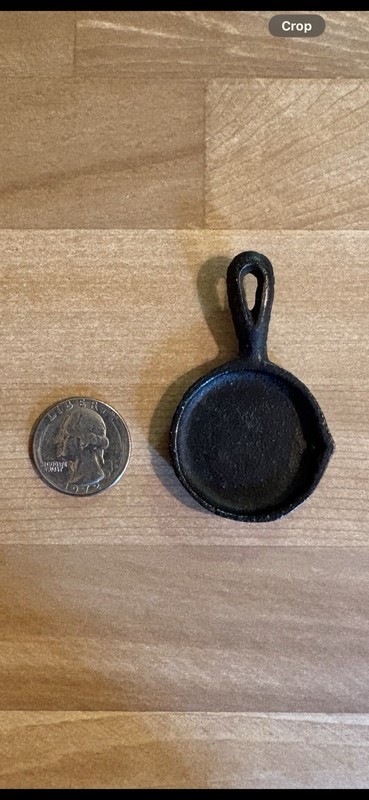 Miniature Cast Iron Skillet Pan Toy For Doll House 2 1/2”x 1 1/2” Marked B