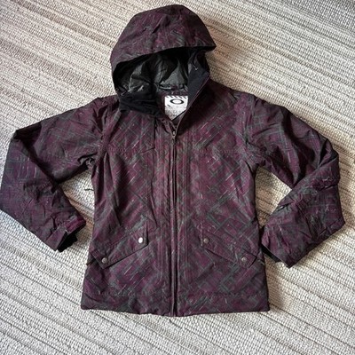 Vintage 2000s Y2K Oakley Ski Snowboard All Over Print Pattern Women Jacket S