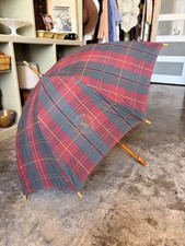 Ralph Lauren Big Polo Classic Tartan Plaid Umbrella Door Man Wood Hook 1990's