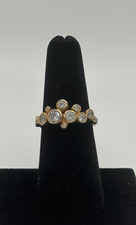 Gold Colored Sterling Silver Ring with Cubic Zirconia - Size 7