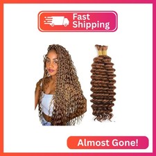  30 Brown Human Braiding Hair Deep Wave Bulk 26 26 26 Inch Light Brown Deep Wave