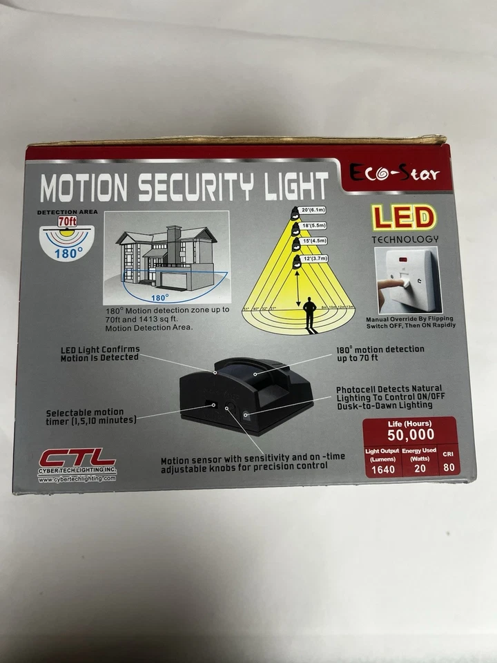 MOTION SECURITY LIGHT LED ECO-STAR 20W 1640 LUMENS NEW - Image 3 of 4