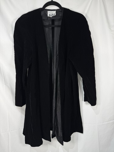 VTG Karen Lucas For Niki Black Velvet Swing Coat Opera Cape Size Medium