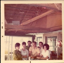 Vintage Found Photograph  1970s Group at Barbecue Gathering Smiling Friends