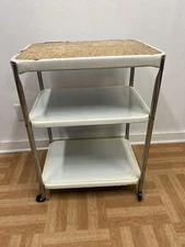 Vintage COSCO CART white utility retro mid century modern metal rolling bar tea