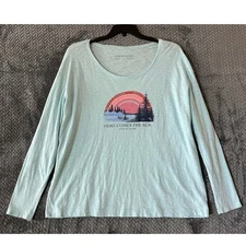 Life is Good Pale Blue Sun Lake Nature Top L Outdoors 