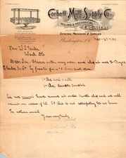 Corbett Mill Supply Co 1901 Letterhead Machinery Pennsylvania Railroad