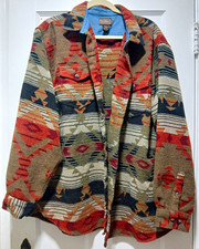 C.E. Schmidt Men s 2X Multicolor Aztec Button Front Work Shirt Jacket Pockets
