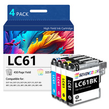 LC61 Ink Cartridges 4 Pack use with MFC-490CW MFC-6490CW MFC-6890CDW Printer