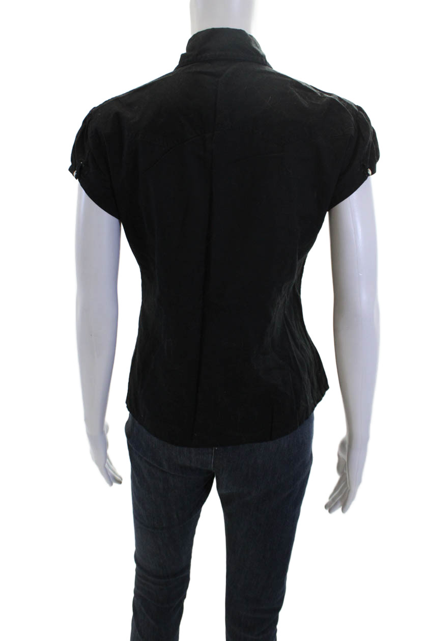 Michael Michael Kors Women's Short Sleeves Collared Button Up Shirt Black Size 6 thumbnail 3