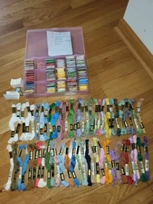Large Lot 146 Carded/Skeins USED 6 Strand DMC Floss For Embroidery Cross Stitch