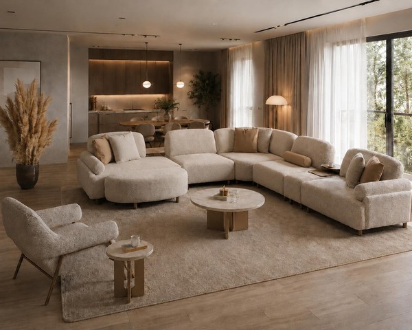 Modernes Designer-Wohnzimmer-Set Ecksofa L-Form Sessel-image