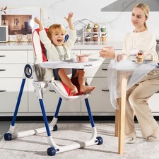 Baby High Chair Foldable Feeding Chair with 6 Adjustable Heights Colorful