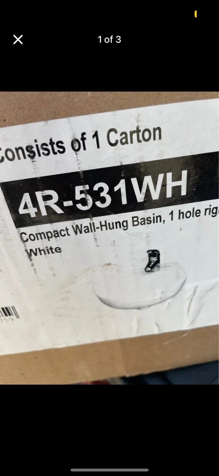 Barclay 4R-531WH Compact 15 Inch Single Basin Wall Mount Bathroom Sink, Right - Image 3 of 4