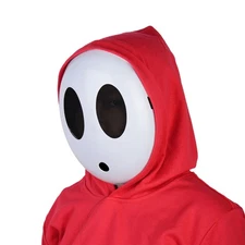 White Shy Guy Mask for Halloween Costume Cosplay Full Face Prop Accessories
