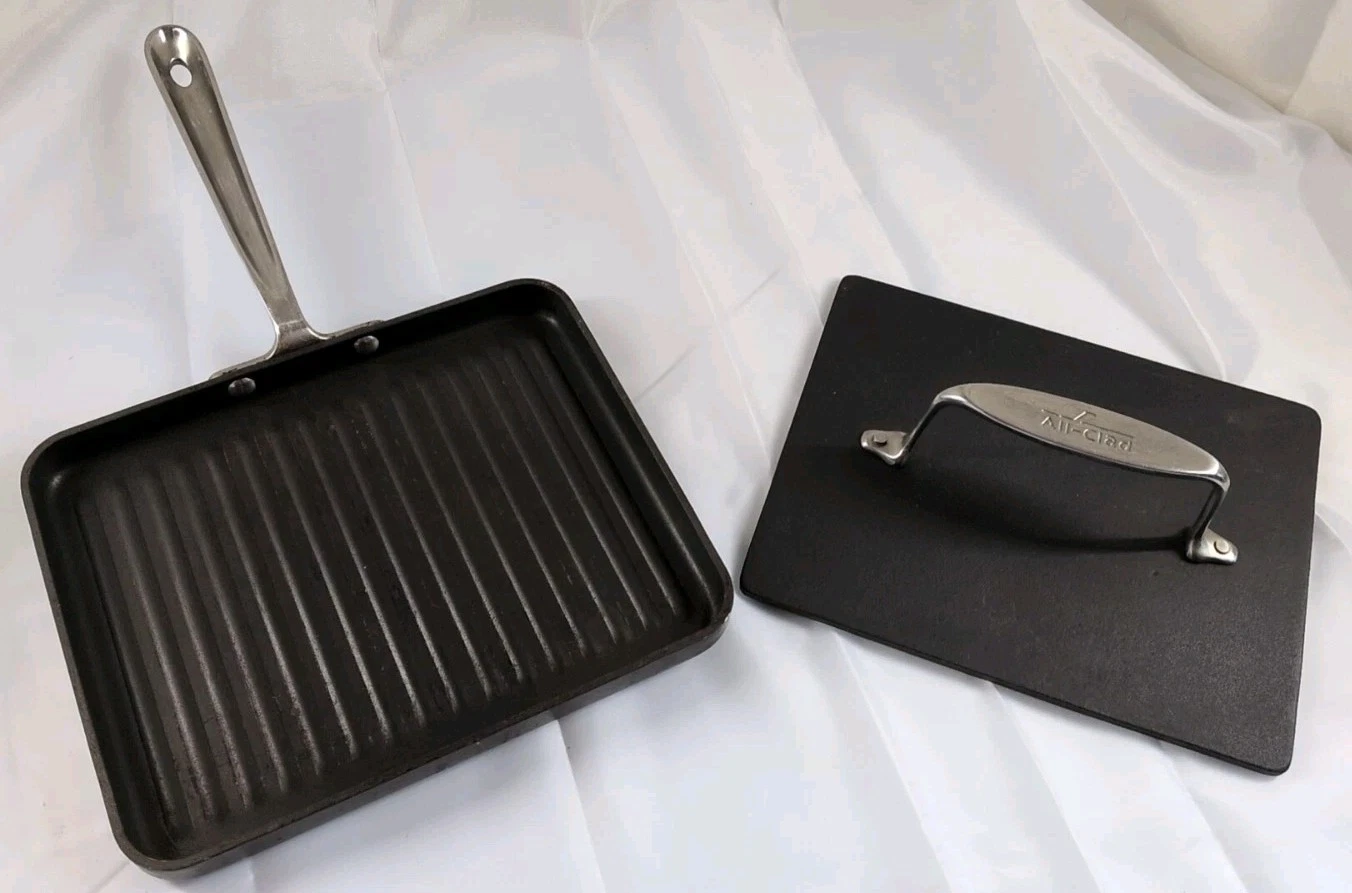All-Clad 11" Non-Stick Square Grill Pan & Cast Iron Grill Press Panini Burgers
Opens in a new window