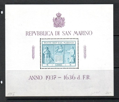 SAN MARINO MNH 1937 MS232 INDEPENDENCE MONUMENT