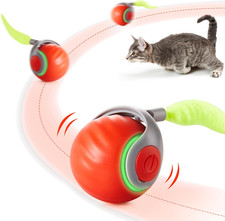 Moving Ball Cat Toys with Feather Tail, Rechargeable 2025 New I