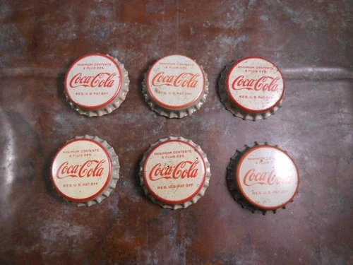 Lot of 6 Vtg Coca Cola Soda UNUSED 6 oz Cork Lined Bottle Caps CCS Coke