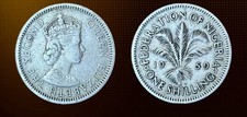 1959 Nigeria- 1 Shilling-Copper-Nickel Coin of Queen Elizabeth II. Avg Circ Cond