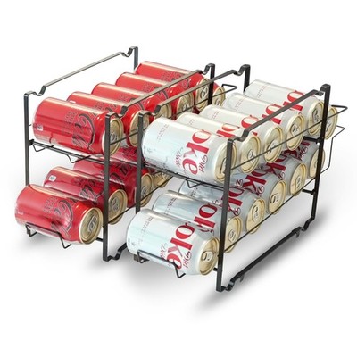 2-Pack Stackable Soda Can Organizer - Rust Resistant Rack Dispenser for 24 Ca...