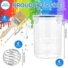 Paint Storage Cup Set Airtight 1000ml Large Opening Paint Container Clear Scales