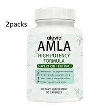 2 X Alevia Organic Amla Capsules 1000mg Indian Gooseberry Antioxidant Supple 60c