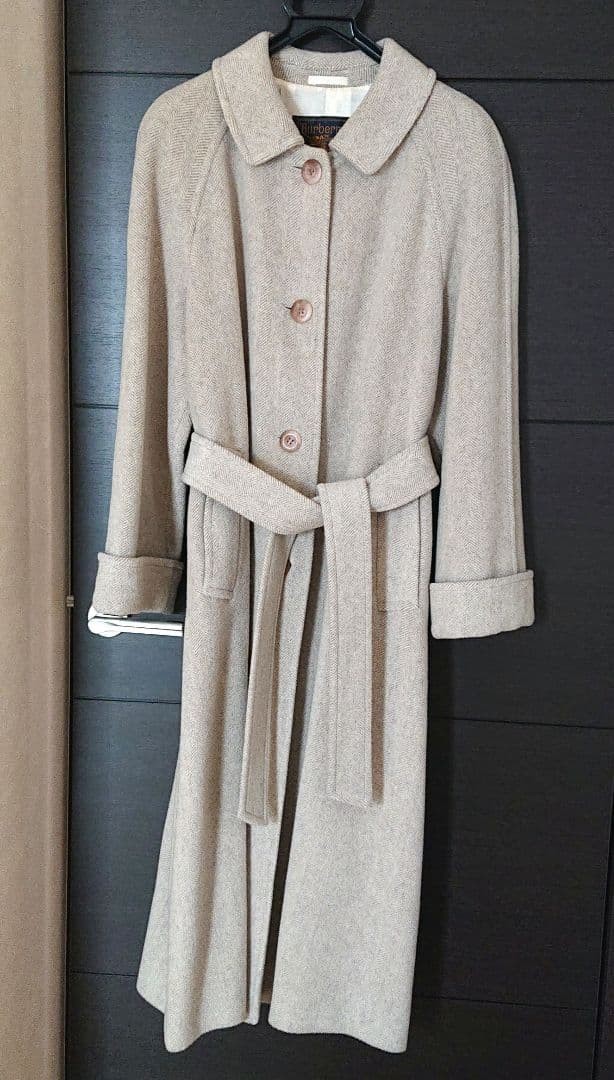 Burberry   Herringbone Long Coat Ivory Size 9 Wool Angora thumbnail 5