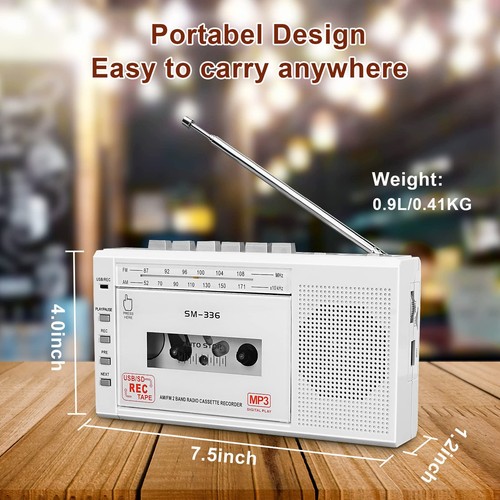 Kleiner Kassettenspieler Recorder, Kassette zu Digital Wandler über USB oder Mikrofon... - Bild 8 von 8