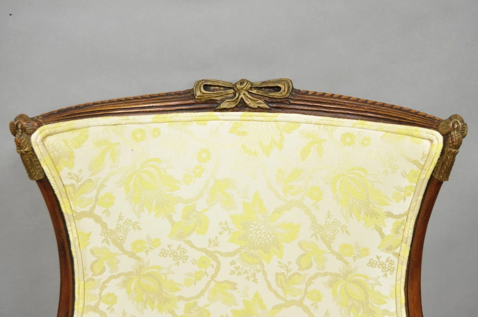 Vintage French Hollywood Regency Carved Mahogany Parlor Lounge Chairs - a Pair - Image 4 of 4