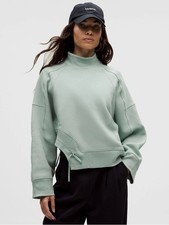 NEW Lululemon Plush Fleece Curved Hem Pullover Sweatshirt Silver Blue Size 8 NWT