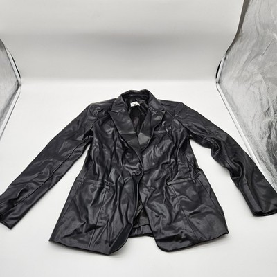 Sofia Jeans by Sofia Vergara Black Faux Leather Blazer Jacket Size L 12-14