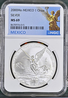 Mexico Mo 2000 1 Onza Silver Libertad KM#609 .999 RD NGC MS69 Coin