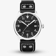 Image of Accurist Aviation Black Leather Watch 76004