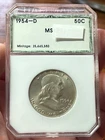 1954-D  50C Franklin Half Dollar Rare Hallmark Slab