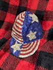 Vintage Red White Blue Star Sequin Cap Hat (WTF94) — photo 1