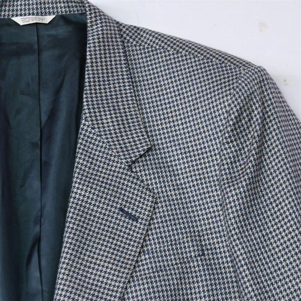 Blazer Abrigo Deportivo Chaqueta De Colección 46L Hecho en EE. UU. Azul Pata de Gallo Lana Tweed Para Hombres Foto 2 de 4