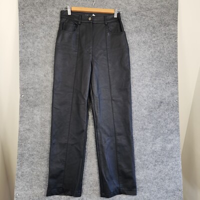 Glassons Pants Womens Size Black Polyurethane Faux Leather Straight Leg  Biker