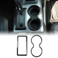 Gear Shift Panel Trim & Cup Holder Bezel for Ford F150 2009-2014 Carbon Fiber