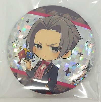 Ace Attorney Miles Edgeworth Glitter Pin Badge Capcom Cafe Collab 2024