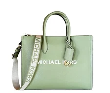 Michael Kors Mirella Medium East West Tote Satchel Shoulder Bag Light Sage