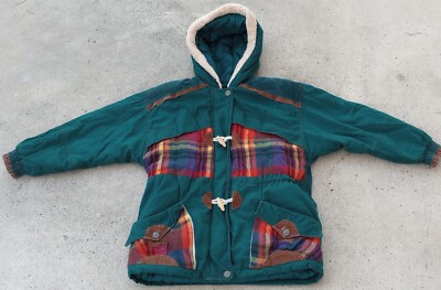 River Edge Womens Hooded  Insulated Lining Zippered Toggle Snap Jacket Size L 14