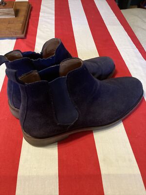 Donald J Pliner Blue Nubuck Chelsea Ankle Boots Men\'s Size 11 Slip On Cap Toe Donald J Pliner Size 11.5 Blue Suede Chelsea Slip On Shoes  main image 3