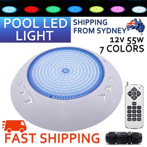 Resin Filled Swimming Pool LED Light 12V 55W RGB Remote Control Memory ...