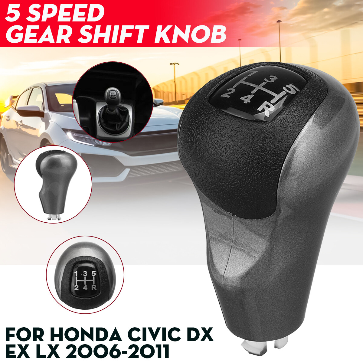 5 Speed Gear Shift Knob For Honda Civic DX EX LX 2006-2011