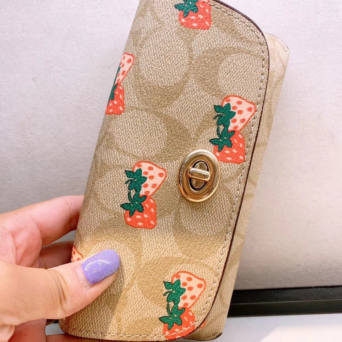NWT Coach Sunglass Case With Strawberry/heart/cherry/floral 