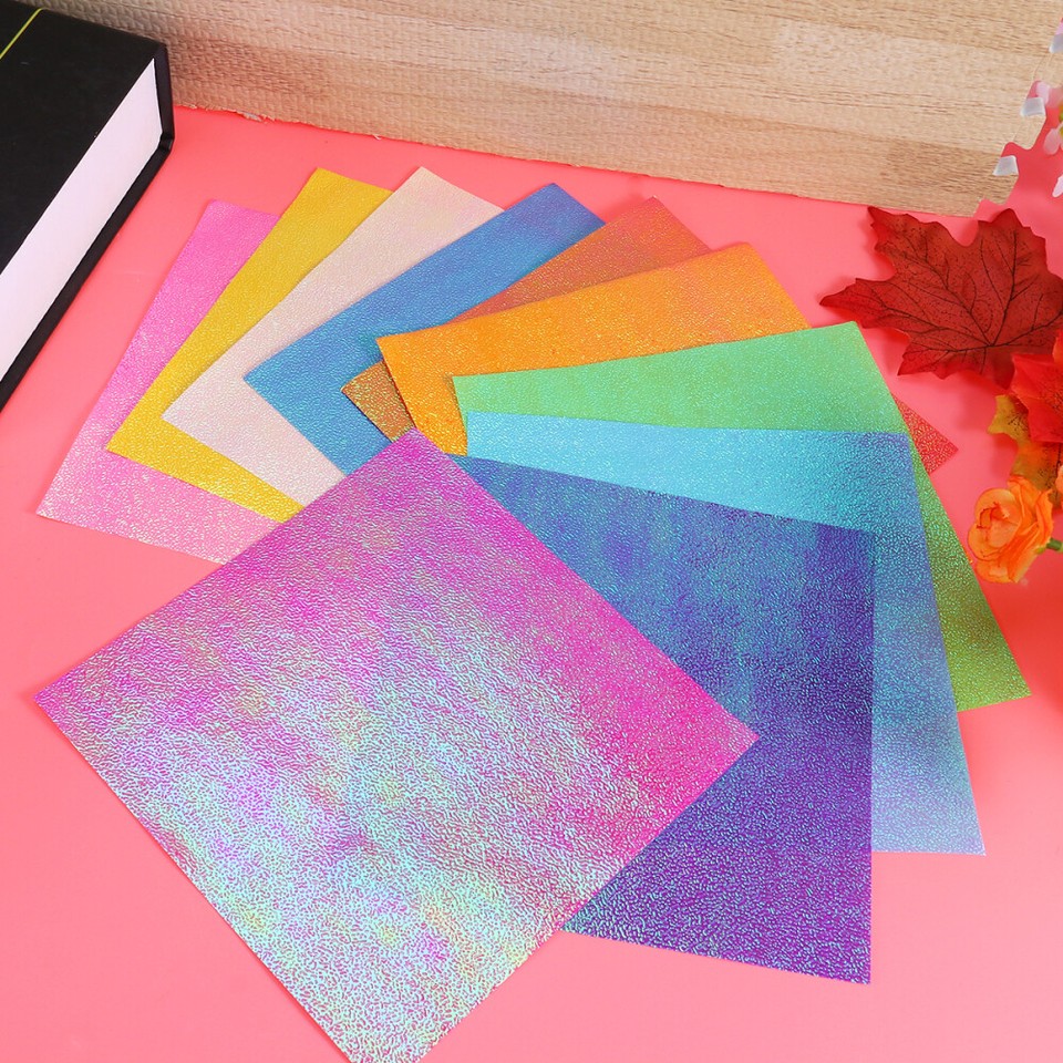50pcs Iridescent Paper Square Shiny Folding Paper for Paper Crane Paper ...
