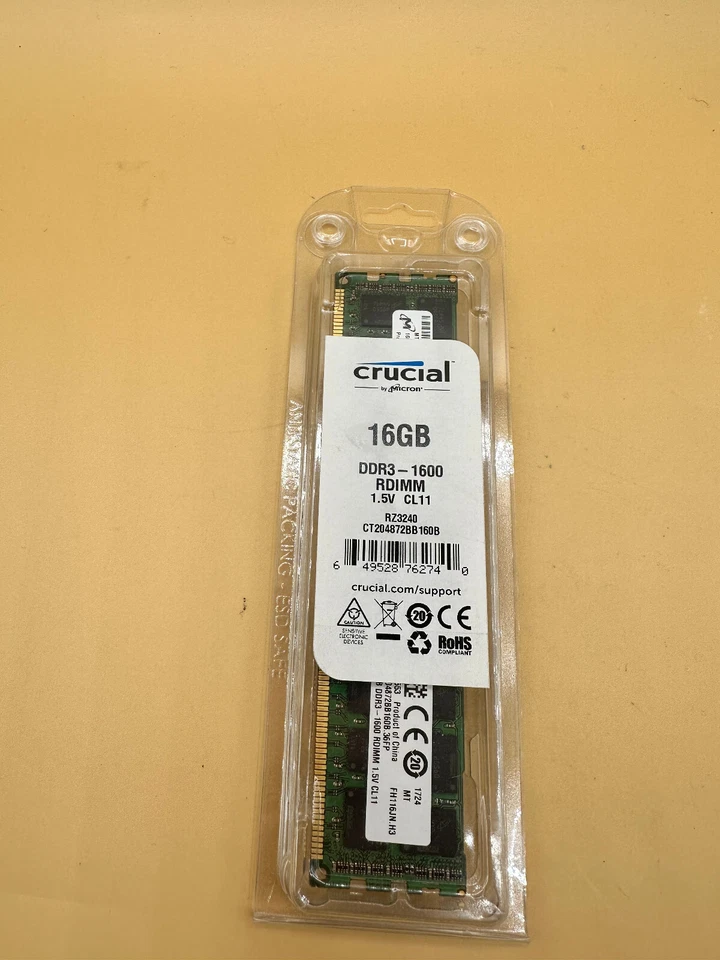 Crucial 16GB ECC Registered DDR3 1600 (PC3 12800) Server Memory Model CT204872BB - Image 2 of 2