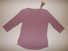Seg'ments Womens Cashmere Rose Pink Tencel 3/4 Sleeve Shirt V-Neck XS NWT